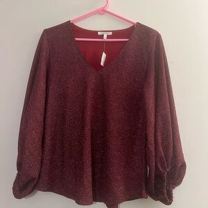 Maurices Deep Red V-Neck Blouse size XS - Brand New